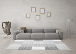Machine Washable Abstract Gray Contemporary Rug in a Living Room,, wshcon1804gry