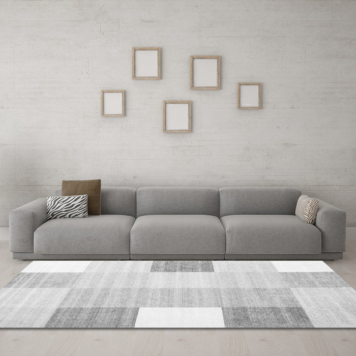 Machine Washable Abstract Gray Contemporary Rug in a Living Room,, wshcon1804gry