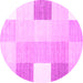 Round Checkered Pink Modern Rug, con1805pnk