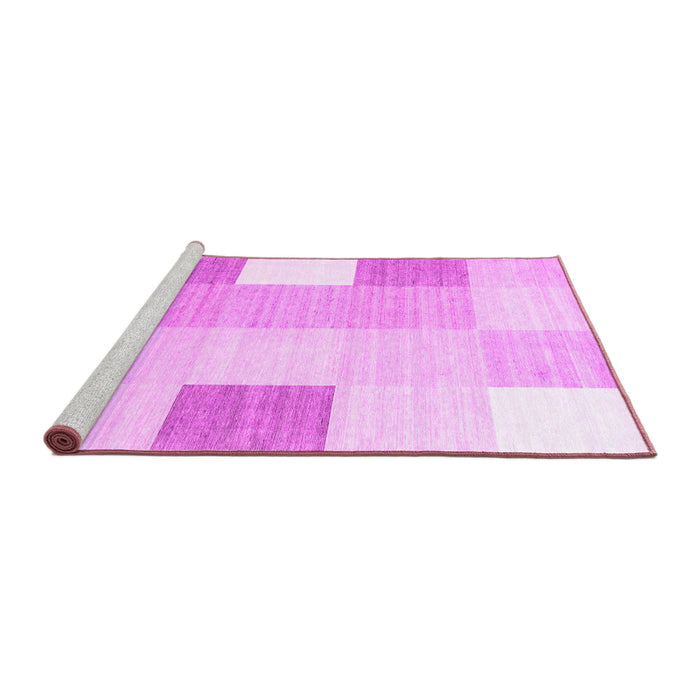 Sideview of Machine Washable Checkered Pink Modern Rug, wshcon1805pnk