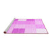 Sideview of Machine Washable Checkered Pink Modern Rug, wshcon1805pnk