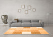 Machine Washable Checkered Orange Modern Area Rugs in a Living Room, wshcon1805org