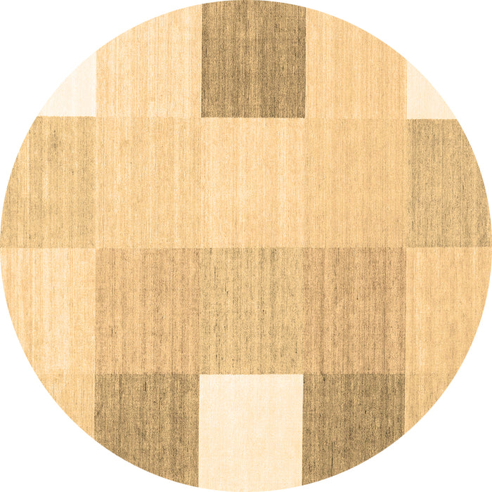 Round Machine Washable Checkered Brown Modern Rug, wshcon1805brn