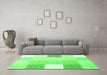 Machine Washable Checkered Green Modern Area Rugs in a Living Room,, wshcon1805grn