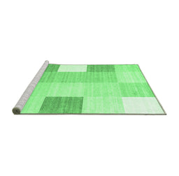 Sideview of Machine Washable Checkered Emerald Green Modern Area Rugs, wshcon1805emgrn