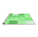 Sideview of Machine Washable Checkered Emerald Green Modern Area Rugs, wshcon1805emgrn