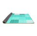 Sideview of Checkered Turquoise Modern Rug, con1805turq