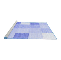 Sideview of Machine Washable Checkered Blue Modern Rug, wshcon1805blu