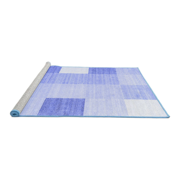 Sideview of Machine Washable Checkered Blue Modern Rug, wshcon1805blu
