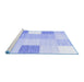 Sideview of Machine Washable Checkered Blue Modern Rug, wshcon1805blu