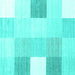 Square Machine Washable Checkered Turquoise Modern Area Rugs, wshcon1805turq