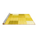 Sideview of Machine Washable Checkered Yellow Modern Rug, wshcon1805yw