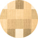 Round Checkered Brown Modern Rug, con1805brn