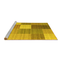 Sideview of Machine Washable Checkered Yellow Modern Rug, wshcon1806yw
