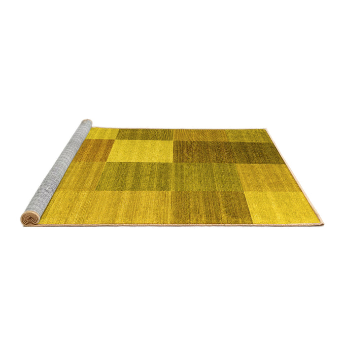 Sideview of Machine Washable Checkered Yellow Modern Rug, wshcon1806yw
