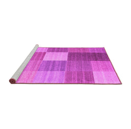Sideview of Machine Washable Checkered Pink Modern Rug, wshcon1806pnk