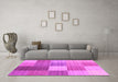 Machine Washable Checkered Pink Modern Rug in a Living Room, wshcon1806pnk