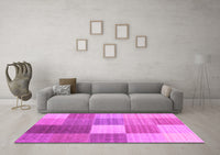 Machine Washable Checkered Pink Modern Rug, wshcon1806pnk