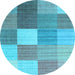 Round Checkered Light Blue Modern Rug, con1806lblu