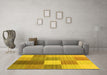 Machine Washable Checkered Yellow Modern Rug in a Living Room, wshcon1806yw