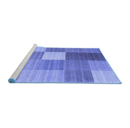 Sideview of Machine Washable Checkered Blue Modern Rug, wshcon1806blu