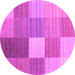 Round Checkered Pink Modern Rug, con1806pnk