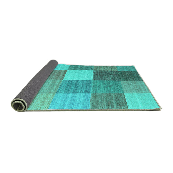 Sideview of Checkered Turquoise Modern Rug, con1806turq