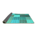 Sideview of Checkered Turquoise Modern Rug, con1806turq