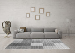 Machine Washable Checkered Gray Modern Rug in a Living Room,, wshcon1806gry