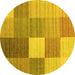 Round Machine Washable Checkered Yellow Modern Rug, wshcon1806yw