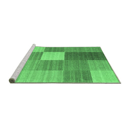 Sideview of Machine Washable Checkered Emerald Green Modern Area Rugs, wshcon1806emgrn