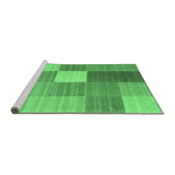 Sideview of Machine Washable Checkered Emerald Green Modern Area Rugs, wshcon1806emgrn