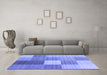 Machine Washable Checkered Blue Modern Rug in a Living Room, wshcon1806blu