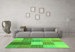 Machine Washable Checkered Green Modern Area Rugs in a Living Room,, wshcon1806grn