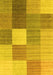 Machine Washable Checkered Yellow Modern Rug, wshcon1806yw