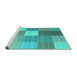 Sideview of Machine Washable Checkered Turquoise Modern Area Rugs, wshcon1806turq