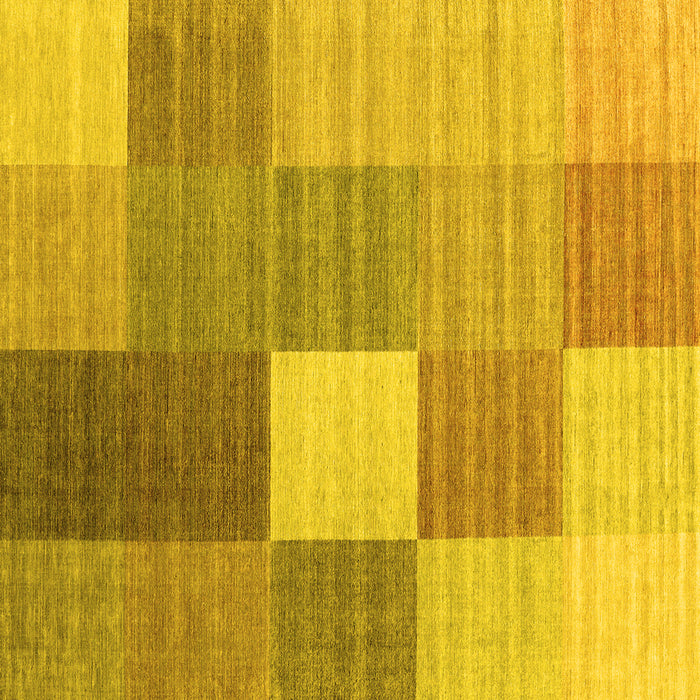Square Machine Washable Checkered Yellow Modern Rug, wshcon1806yw