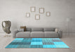 Machine Washable Checkered Light Blue Modern Rug in a Living Room, wshcon1806lblu