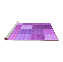 Sideview of Machine Washable Checkered Purple Modern Area Rugs, wshcon1806pur