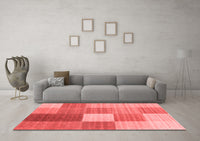 Machine Washable Checkered Red Modern Rug, wshcon1806red