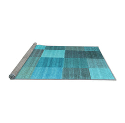 Sideview of Machine Washable Checkered Light Blue Modern Rug, wshcon1806lblu