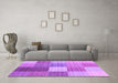 Machine Washable Checkered Purple Modern Area Rugs in a Living Room, wshcon1806pur