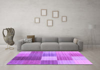 Machine Washable Checkered Purple Modern Rug, wshcon1806pur