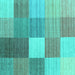 Square Machine Washable Checkered Turquoise Modern Area Rugs, wshcon1806turq