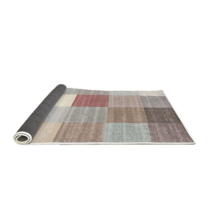 Thickness of Contemporary Dark White Beige Checkered Rug, con1807