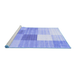 Sideview of Machine Washable Checkered Blue Modern Rug, wshcon1807blu