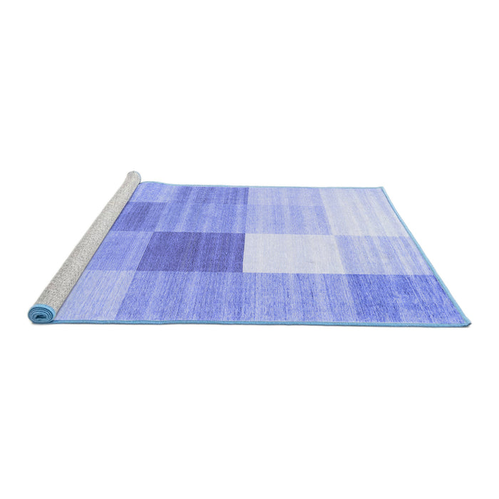 Sideview of Machine Washable Checkered Blue Modern Rug, wshcon1807blu