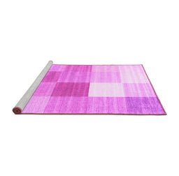 Sideview of Machine Washable Checkered Pink Modern Rug, wshcon1807pnk