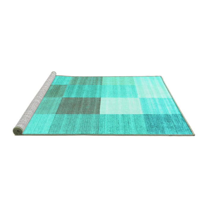 Sideview of Machine Washable Checkered Turquoise Modern Area Rugs, wshcon1807turq