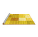 Sideview of Machine Washable Checkered Yellow Modern Rug, wshcon1807yw